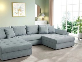 Colțar extensibil dumonde cu ladă de depozitare si sezut confortabil din spuma high-density, Loana U Zoom Grey 355x185 cm