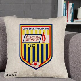 Perna Personalizata CSM Flacara Moreni 1922 Fotbal, 40x40 cm, Bej Canapea, Husa Detasabila, Perna Inclusa, BEKZ®