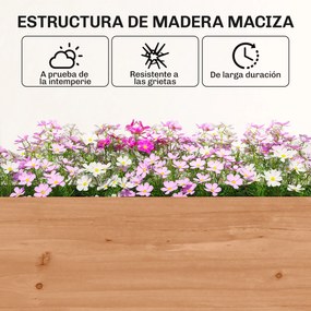 Outsunny Jardinieră din lemn cu 4 niveluri Jardinieră ridicată exterioară cu orificii de drenaj și material nețesut Maro | Aosom Romania