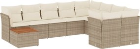 vidaXL Set canapele de grădină cu perne, 10 piese, bej, poliratan