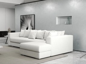 Colțar extensibil dumonde cu ladă de depozitare si sezut confortabil din spuma high-density, Gloria Euphoria Ivory II 320x183 cm