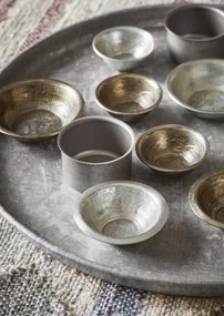 Tavă rotundă vintage din metal, D54×H3 cm, „WE ♡ RECYCLING"