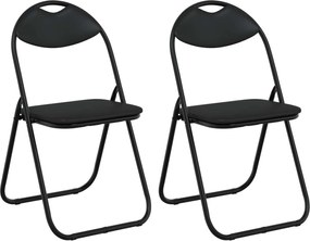 vidaXL Scaun pliant 2 pcs Negru 48 x 43,5 x 81 cm Piele artificială