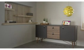 Comodă neagră cu aspect de lemn de nuc 150x72x40 cm Ry – Tvilum