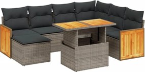 vidaXL Set canapele de grădină cu perne, 8 piese, gri, poliratan