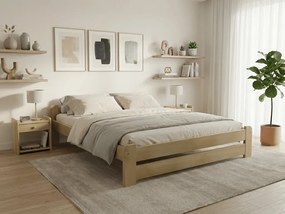 Pat Emily 180x200 cm, pin Saltele: Fara saltea, Somiera pat: Cu lamele drepte