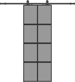 vidaXL Ușă glisantă cu set feronerie neagră 76x205cm sticlă securizată