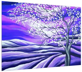 Tablou violet cu pom înflorit (70x50 cm), în 40 de alte dimensiuni noi