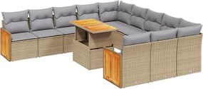 vidaXL Set canapele de grădină cu perne, 11 piese, bej, poliratan