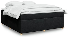 vidaXL Pat box spring cu saltea, negru, 180x200 cm, catifea