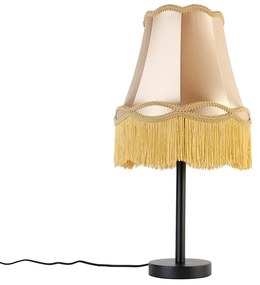 Lampa de masa clasica neagra cu abajur bunic auriu 30 cm - Simplo