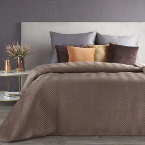 Cuvertură de pat reversibilă maro cu matlasare decorativă Lăţime: 220 cm | Lungime: 240 cm.