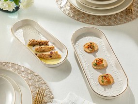 Frondosa Ceramică Farfurıe Ovală 30 Cm Light Cream