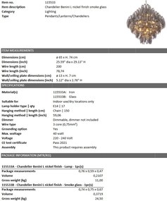 Candelabru dimabil design elegant LUX Benini L, nickel 115533 HZ