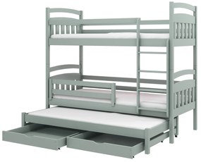 Pat etajat pentru copii 90 cm Anie (grafit) (cu somiere). 615014