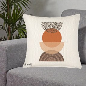 Perna Decorativa Boho Stiva Forme Punctate Terracotta, 40x40 cm, Crem Reliefat, Husa Detasabila, Perna Inclusa, BEKZ®