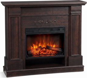 HOMCOM Șemineu electric de podea/încastrabil, 1800 W, cu ramă, raft pentru TV de până la 55", efect de flacără 3D și timer, maro | Aosom Romania