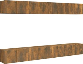 vidaXL Comode TV, 8 buc., stejar fumuriu, 60x30x30 cm, lemn prelucrat