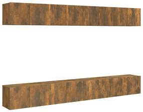 3120308 vidaXL Comode TV, 8 buc., stejar fumuriu, 60x30x30 cm, lemn prelucrat