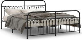 vidaXL Cadru pat metalic cu tăblii de cap/picioare, negru, 183x213 cm