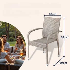 Deuba Scaune de ratan Comfort 4 buc - crem