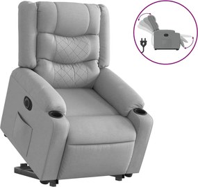 vidaXL Fotoliu electric rabatabil cu ridicare, gri deschis, textil