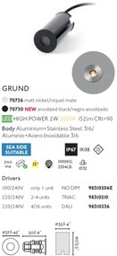 Spot LED incastrabil de exterior pavaj GRUND 2W inox negru