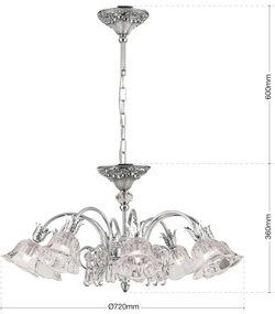 Candelabru cristal design lux LA BOHEME D-72cm 8L antique silver