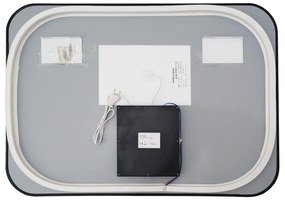 🪞 Oglindă LED cu Touch și Funcție Dezaburire – Ramă Negru, 90x65 cm, Model J187-9065 Smack