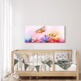 Tablou - Fluture asupra florilor, abstracție (120x50 cm)