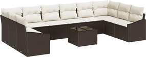 vidaXL Set de canapele pentru grădină Maro și Crem poliratan