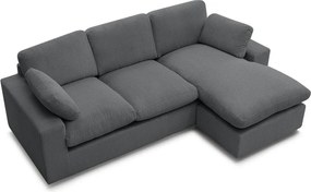 Colțar gri închis cu tapițerie din catifea reiată Belair – Bobochic Paris