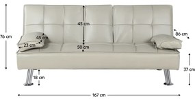 Canapea extensibilă, piele eco bej, GOLDIA NEW