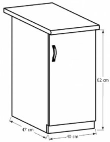 Dulap inferior de bucătărie D40P Sillina (Nuc milano). 1015106