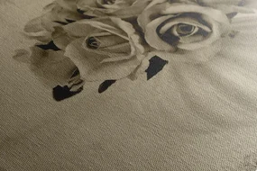 Tablou trandafiri în vază în design sepia