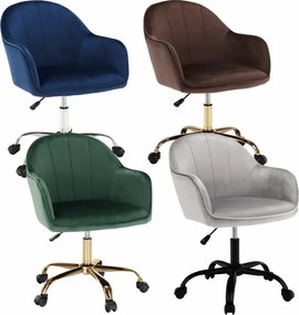 Scaun de birou, material textil din catifea albastru / crom, EROL