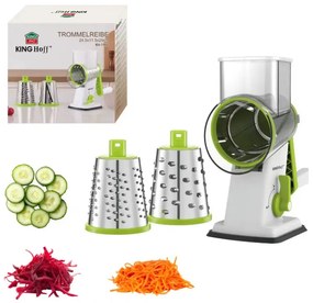 Răzătoare manuală cu 3 atașamente Kinghoff KH 1960, oțel inoxidabil, alb/verde