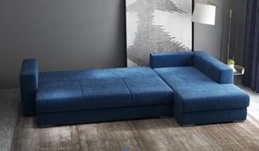 Colțar extensibil dumonde cu ladă de depozitare si sezut confortabil din spuma high-density, Gloria Zoom Blue 320x183 cm
