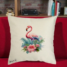 Perna Decorativa Raton in Halat Roz, 40x40 cm, Ecru, Husa Detasabila, Perna Inclusa, BEKZ®