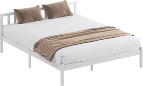 HOMCOM Cadru de pat din lemn masiv 160x200 cm Pat simplu cu tăblie și somier cu lamele, solid, pentru copii și adulți | Aosom Romania