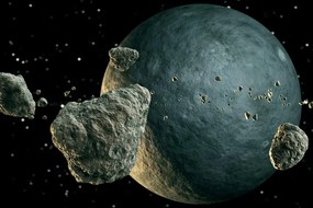 Tablou meteoriți în jurul planetei