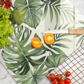 Placă din sticla protectie perete Ilustrație cu frunze de monstera