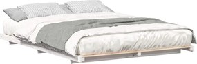 vidaXL Cadru de pat de podea Alb 160 x 200 cm Lemn masiv de pin