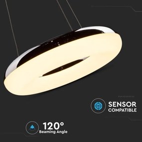 Lustră LED pe cablu LED/40W/230V 3000K d. 40 cm crom lucios