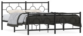 376247 vidaXL Cadru pat metalic cu tăblie de cap/picioare, negru, 160x200 cm