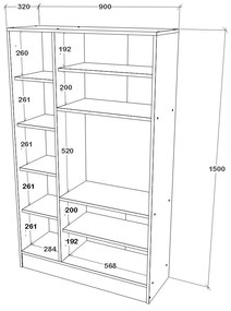 Dulap bucatarie Arno, 5 Usi, Alb, 90 x 32 x 150 cm