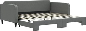 vidaXL Pat de zi cu extensie, gri închis, 100x200 cm, textil