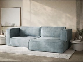 Colțar albastru deschis extensibil/cu spațiu de depozitare cu tapițerie din chenille (cu colț pe partea dreaptă/cu șezlong) Velto – Maison de Rêve