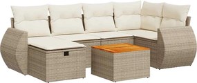 vidaXL Set canapele de grădină, 7 piese, cu perne, bej, poliratan