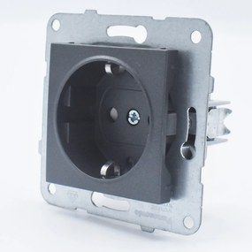 Priza simpla cu impamantare si protectie copii, 16A, IP20, Grafit, Panasonic Arkedia Slim\ Karre Plus